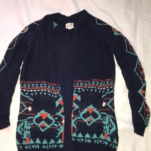 LA hearts navy blue Aztec print cardigan